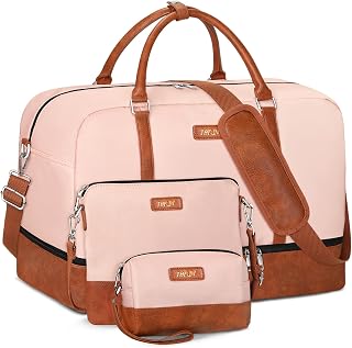 Weekender Bag for Women, 21" Womens Overnight Bag Travel Duffel Bag Set with Shoe Compartment Carry On Bag Fit 21.5" Laptop, Perfect for Travel Business