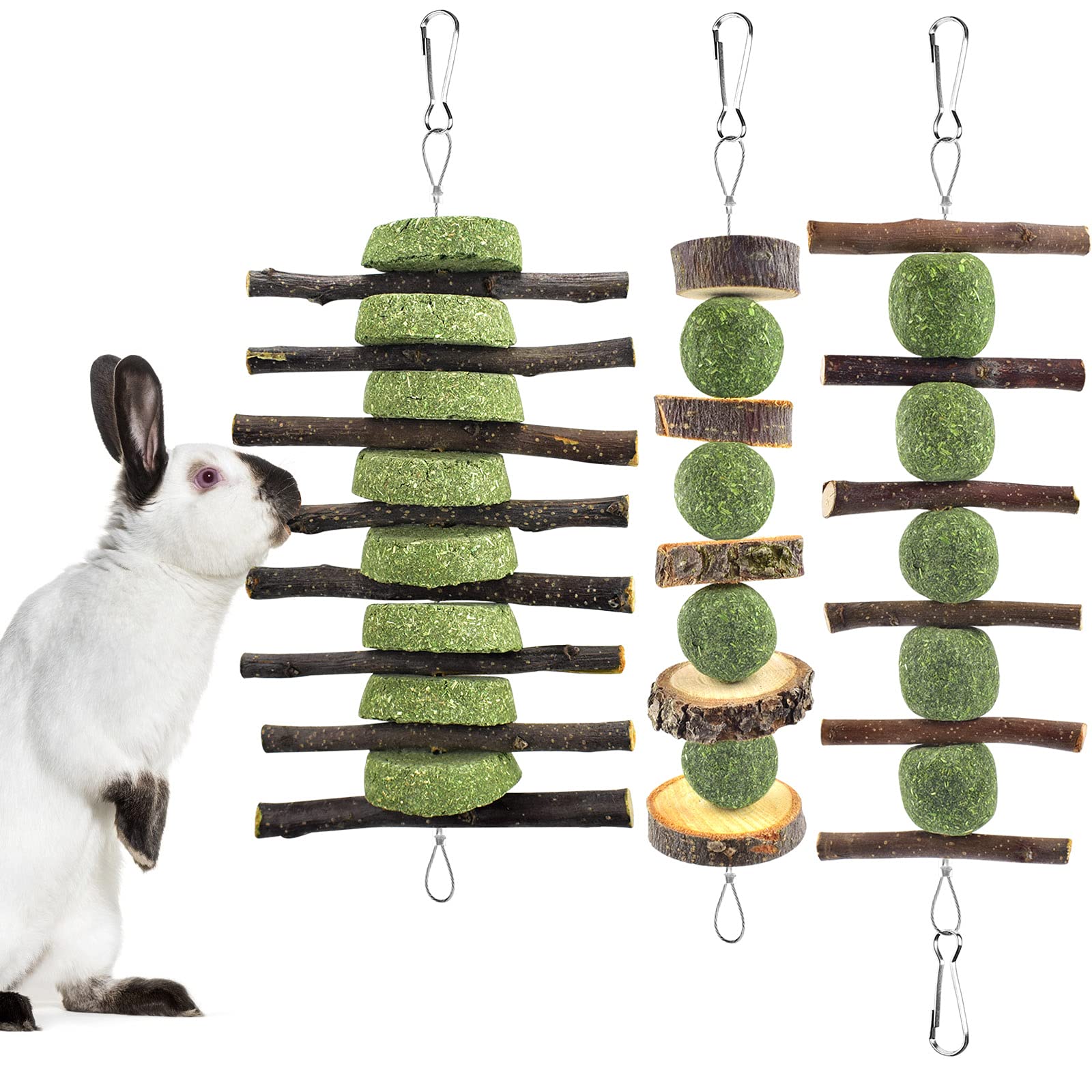 ERKOON 3PCS Bunny Chew Toys, Rabbit Chew Toys for Teeth Grinding, Improve Dental