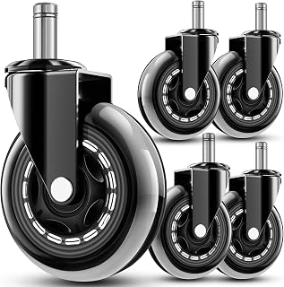 RidRed Office Chair Wheels - Replacement Rubber Wheels - Universal Fit 3 Inch Casters, Heavy-Duty Chair Casters, Noise Free, Fits 98% Chair, for All Floor (5)