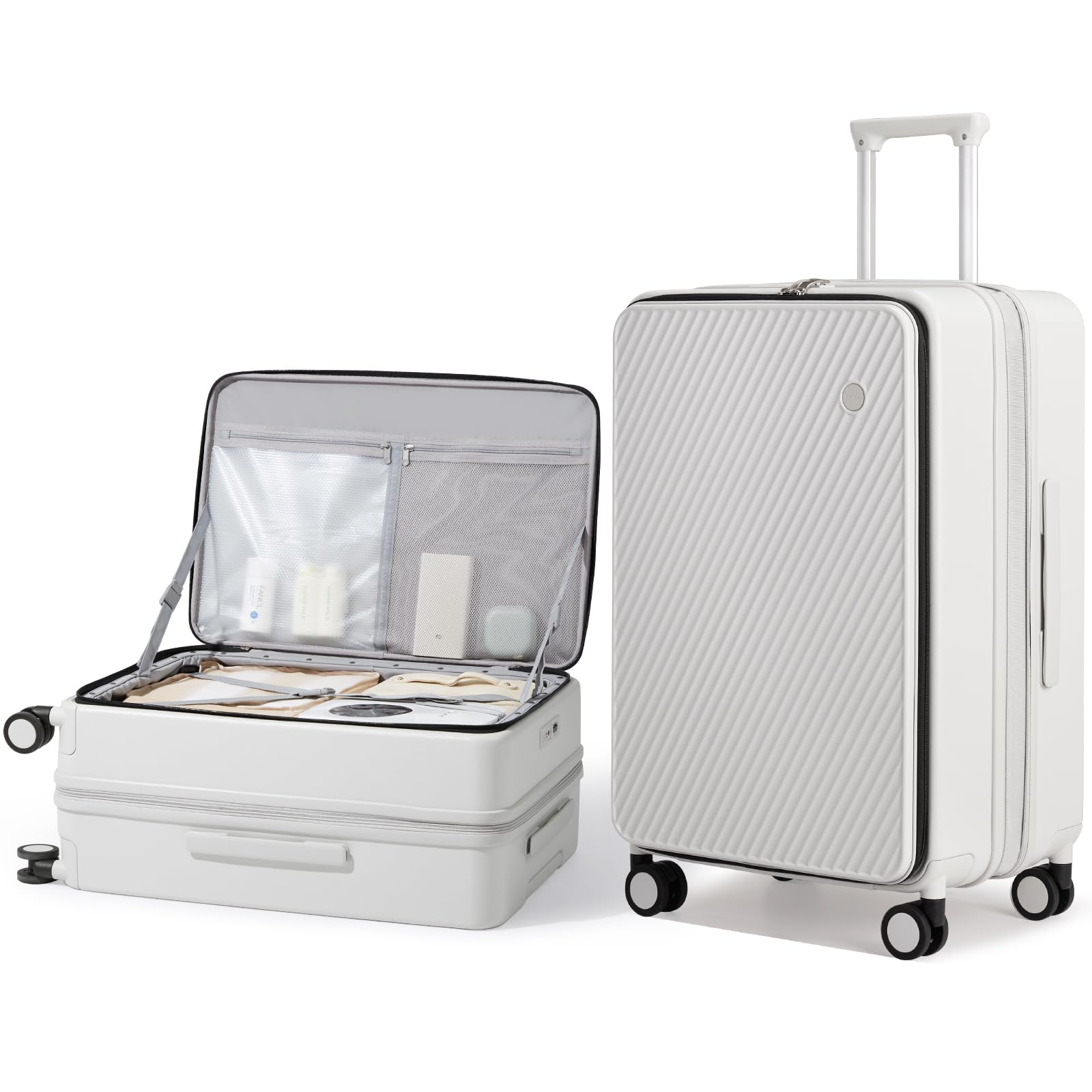 mixi 24 Inch Large Expandable Checked Luggage PC Hard Shell Suitcase Top Opening