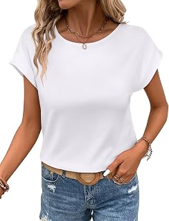 Bliwov Womens T Shirts Cap Sleeve Tops Crew Neck Casual Basic Summer Tees