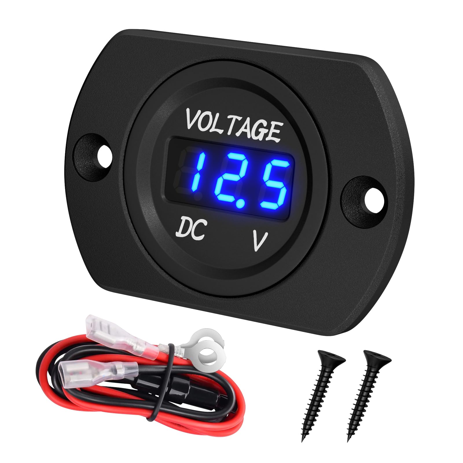 DaierTek Battery Voltage Meter Waterproof DC 12V 24V LED Voltmeter Panel 12 Volt