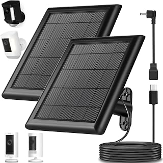 8W Solar Panel Charger for Ring Camera, 9.8inch Camcorder Solar Panel with 10FT USB C Cable for Ring Outdoor Cam Plus, Stick Up Cam/Pro, Spotlight Camera Plus/Pro Battery (8W-2Pack)