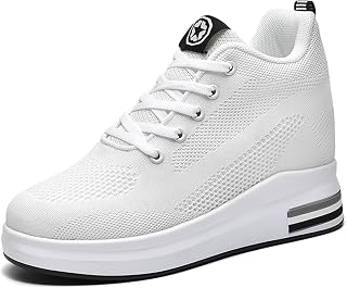 AONEGOLD Women's Wedge Sneakers Sports Gym Fitness Breathable Sneakers 8.5 cm