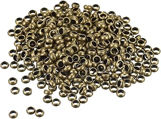 Generic 500pcs Round Crimp Beads 4mm Crimp End Spacer Beads Small Caps for DIY Bracelet Jewelry Making, Bronze