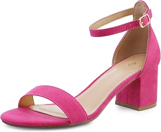 mysoft Women Sandals Low Heel Open Toe Block Heel Ankle Strap Wedding Sandals