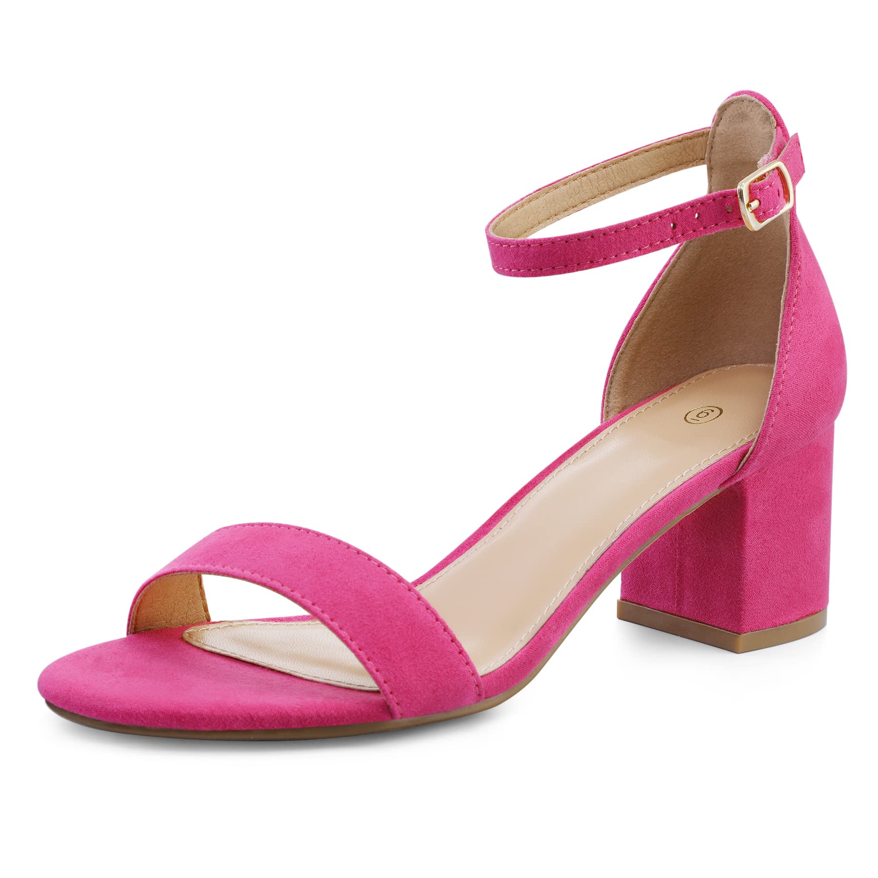 mysoft Women Sandals Low Heel Open Toe Block Heel Ankle Strap Wedding Sandals