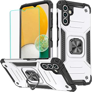 HNHYGETE for Samsung A13 5G Case, Galaxy A13 5G Case with Screen Protector, 360°Military Grade Rotatable Kickstand (Heavy Duty) Protective Cases for Samsung Galaxy A13 5G (Silver)