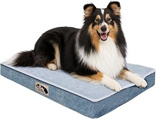 Anti-Slip Plush Dog Bed Crate Pad, Firm Support Bed,Blue-XL(106x71)