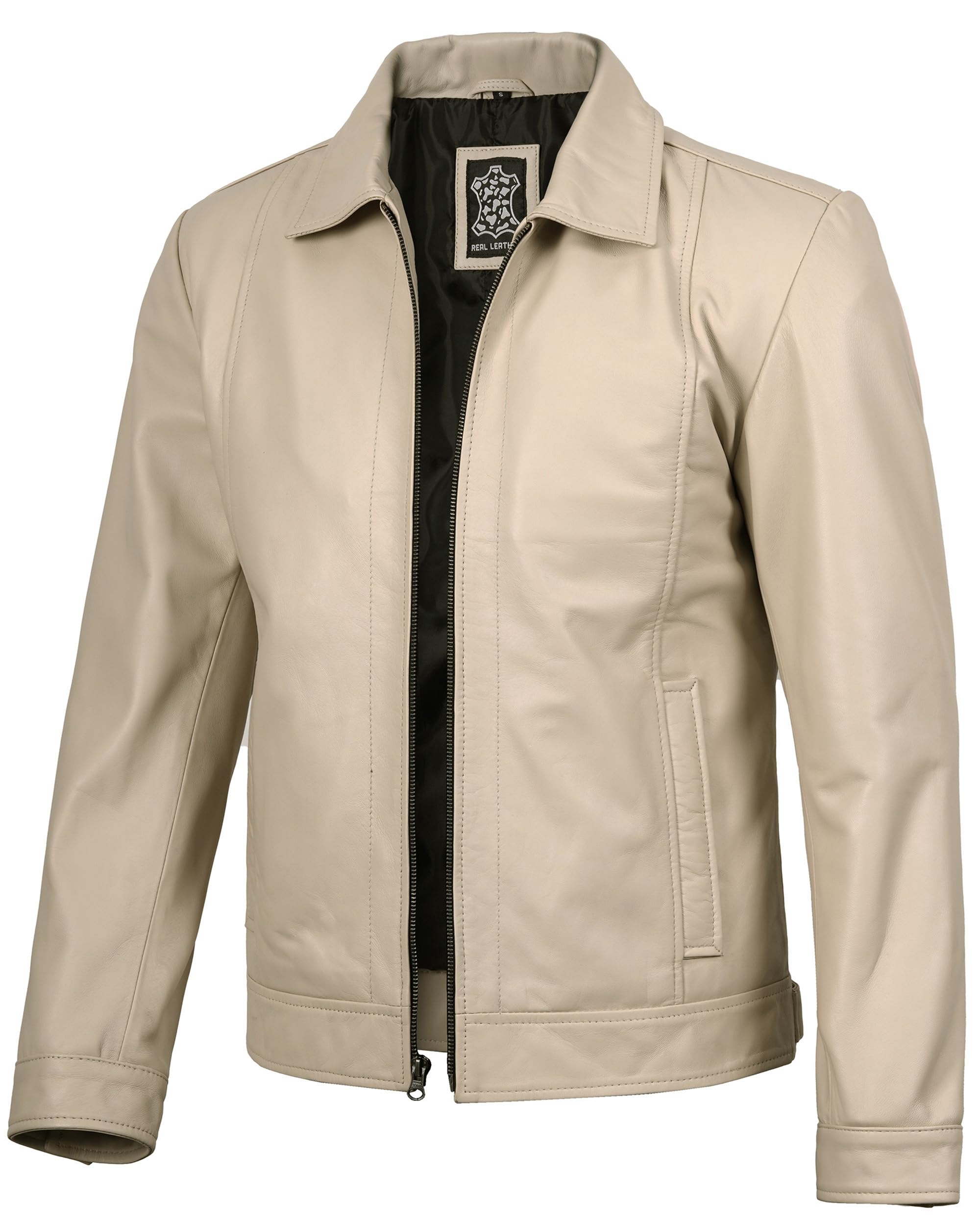 fjackets Mens Leather Jacket Vintage Style Real Lambskin Leather Jackets for Men