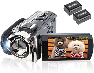 kicteck Video Camera Camcorder Digital Camera Recorder Full HD 1080P 15FPS | 24MP 3.0 Inch 270 Degree Rotation LCD 16X Zoom Camcorder with 2 Batteries(604s)