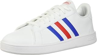adidas Men's Grand Court Base Fashion Sneakers White/Blue/Activered 10.5