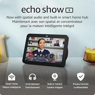 Amazon Echo Show 8 with adjustable stand, Designed for Alexa+, Charcoal