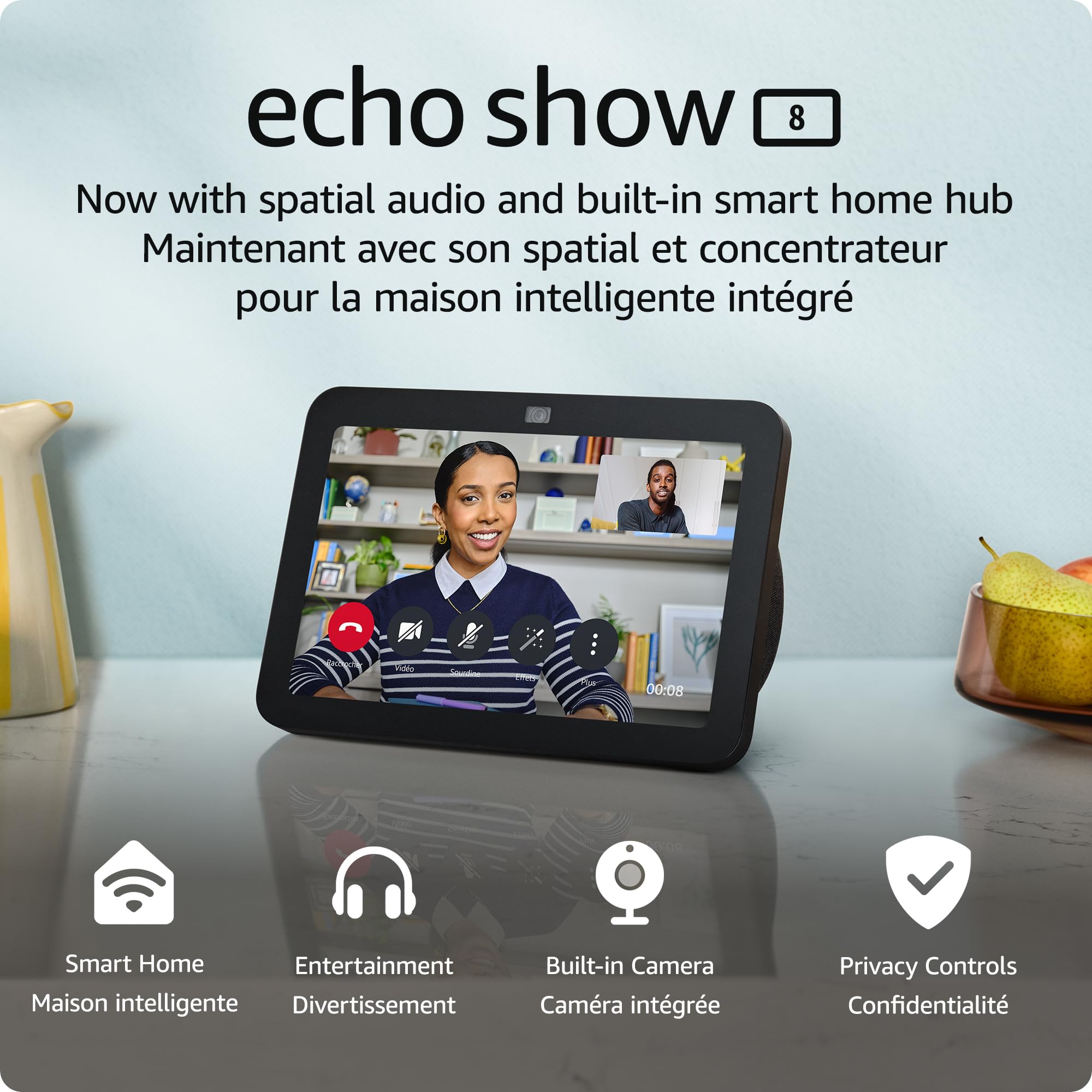 Amazon Echo Show 8 with adjustable stand, Designed for Alexa+, Charcoal