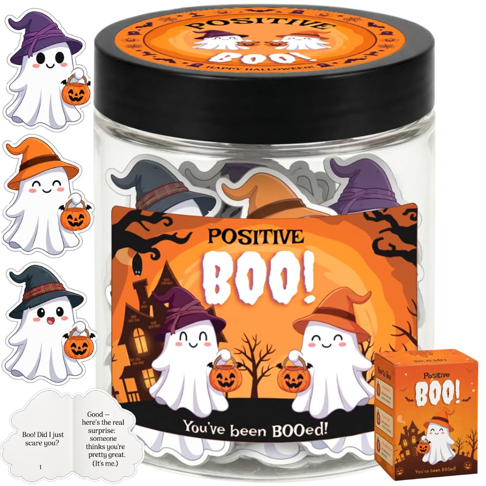 Positive Boo Jar, Emotional Support Ghosts, Halloween Boo Basket Stuffers | funn