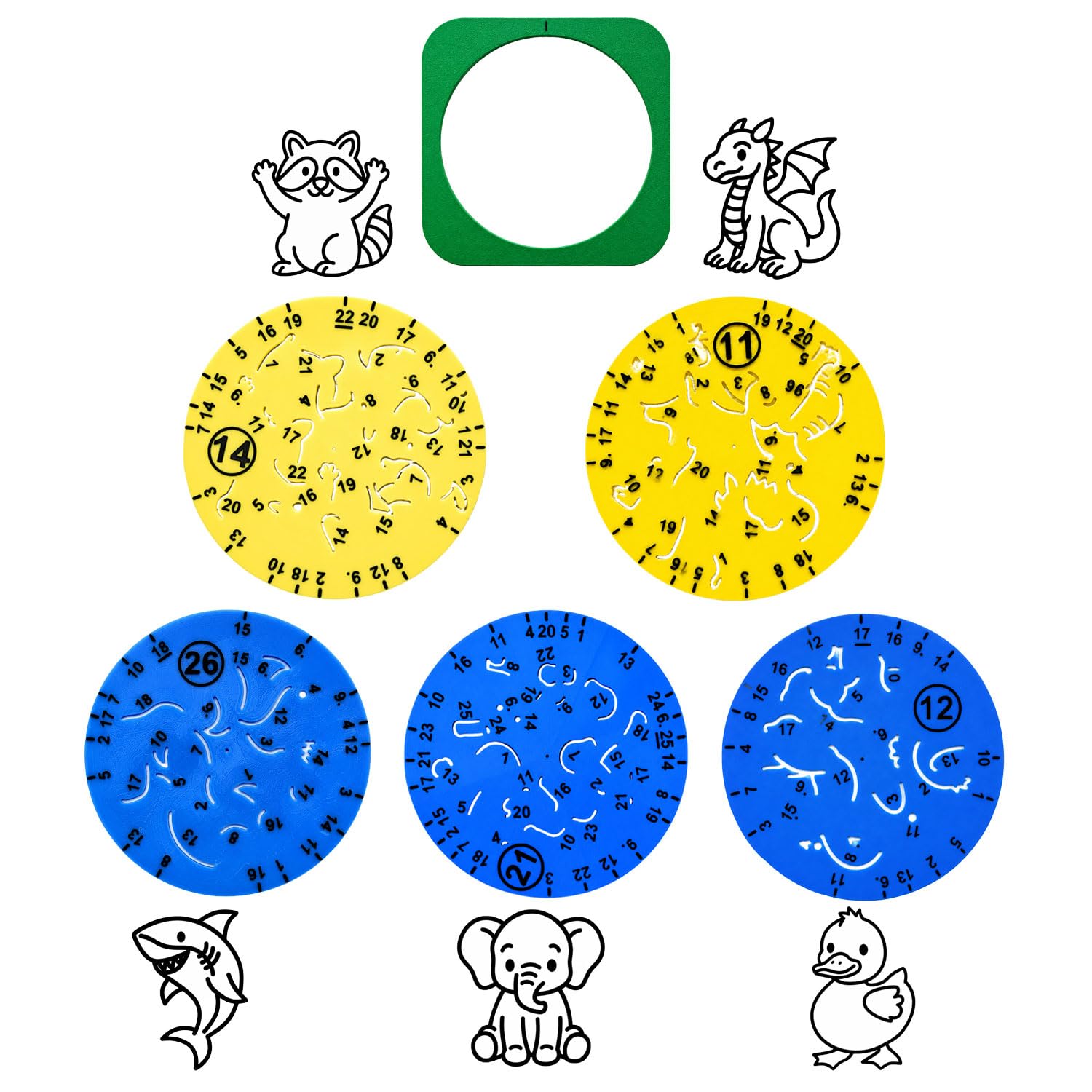 Twist Art Drawings, 3D Printed Character Stencil for Drawing Fun, Numbered Line 