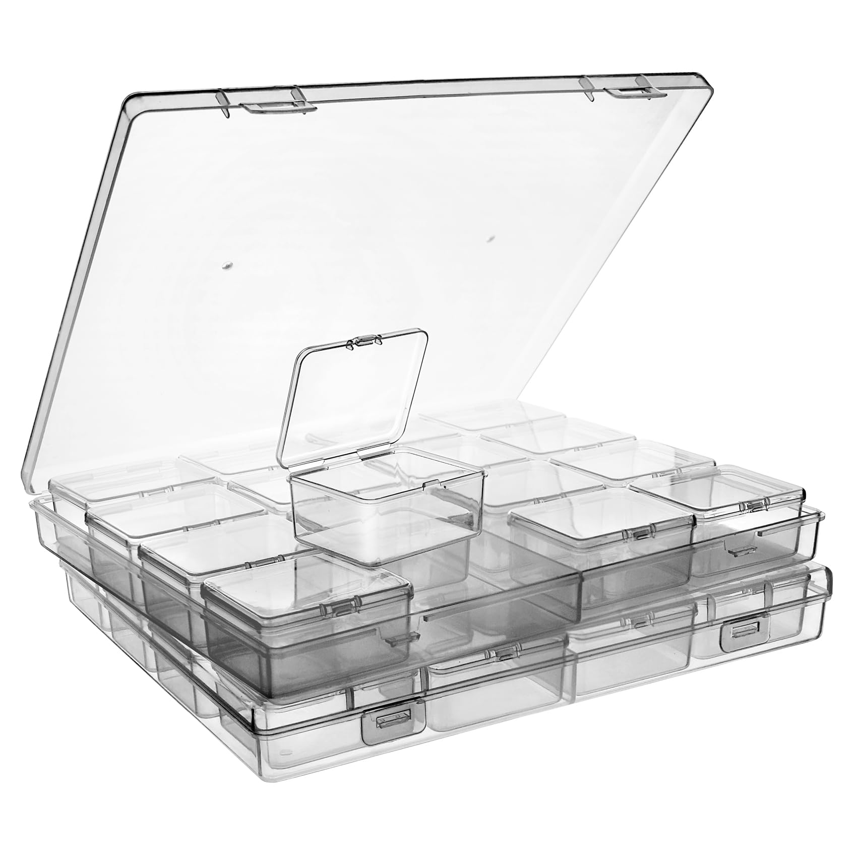 ZIIYAN Bead Storage Containers - 32 Clear Plastic Bead Organizer Boxes with Hing