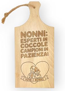 NM Idee Regalo Original for Grandparents' Day or Christmas Keepsake – Artisan Beech Wood Cutting Board 30 x 14 cm with Laser Engraving (for Grandparents - Prime)