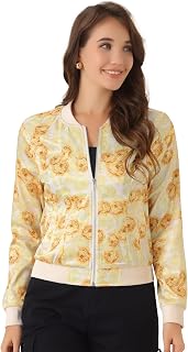 Allegra K Women's Lightweight Floral St. Day Jacket with Patrick Zip