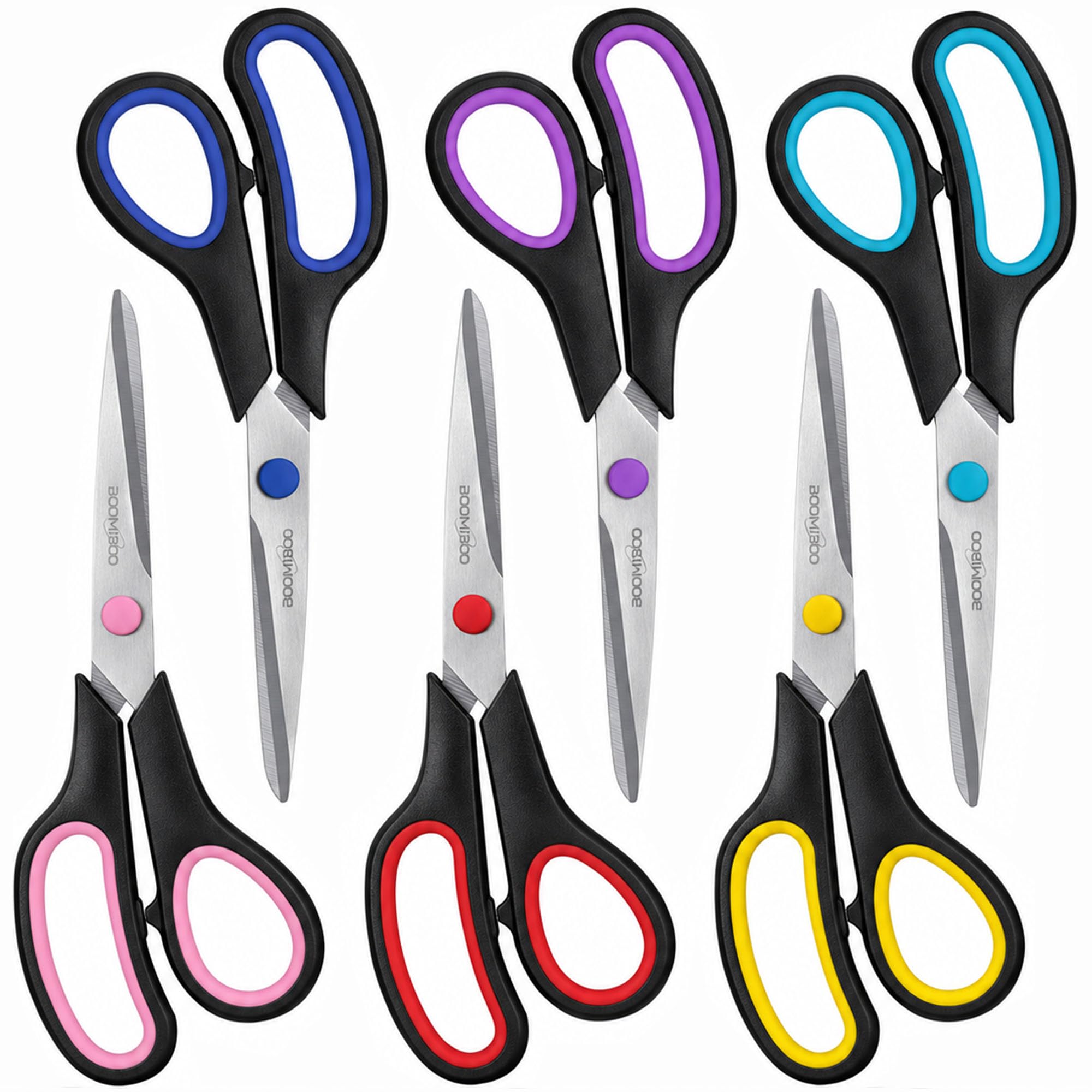 6PCS 8" Scissors,Sharp Stainless Steel All Purpose for Office School Crafts | Ri