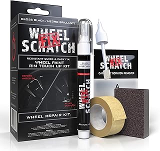 Wheel Scratch Fix® Gloss Black Rim Touch Up Paint, Wheel Scratch Repair Kit | Black wheel paint for rims, curb rash repair kit for alloy wheels, dual-tip car touch up paint pen for scratches and chips