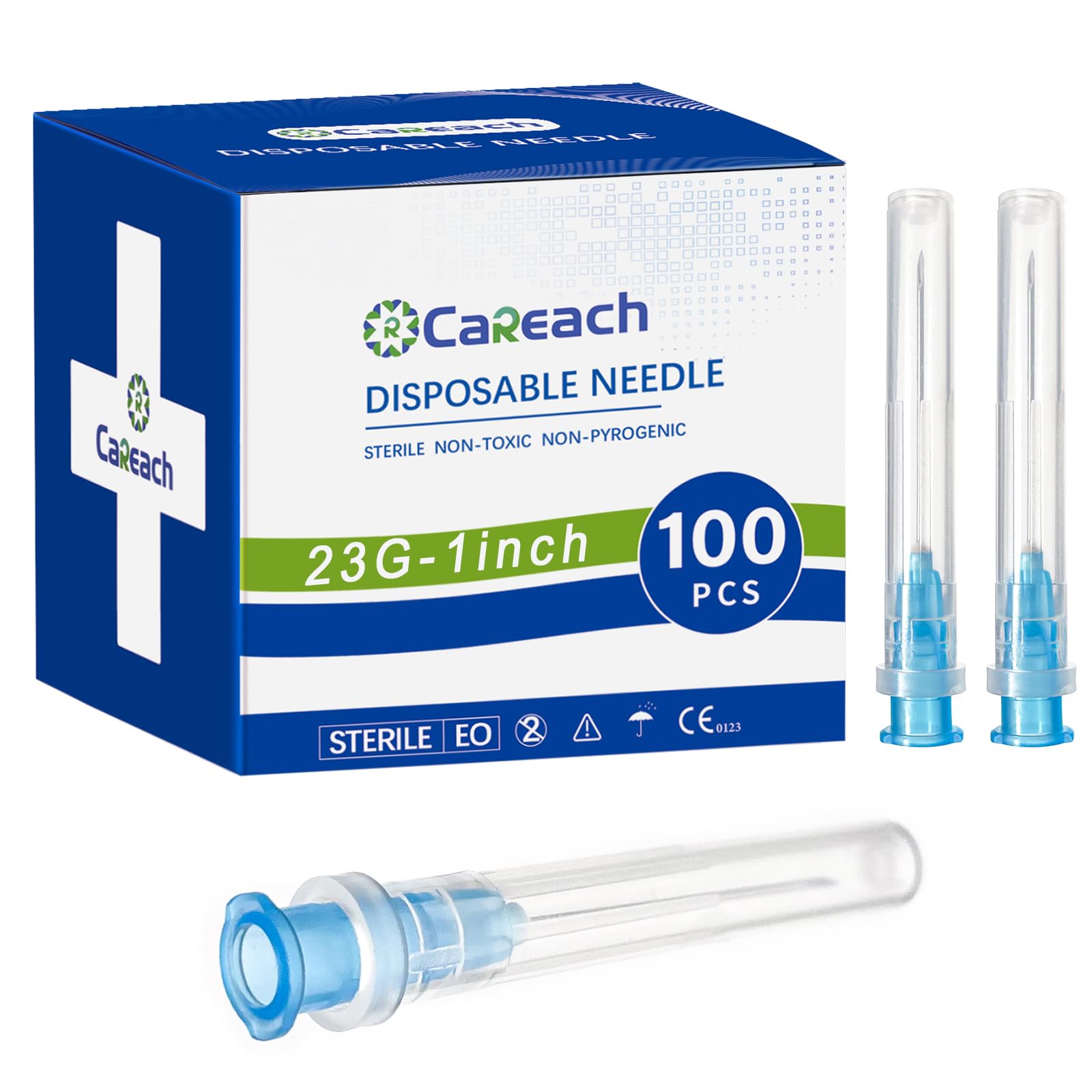 Careach 100pcs 23Gauge 1inch Needle Luer Lock for Scientific Lab | Refilling Ink