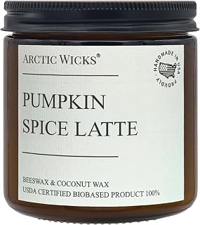 Arctic Wicks Pumpkin Spice Latte Candle, 16oz Double Wick, Coconut Beeswax | Scented, Non-Toxic, Fall Decor, Gifts for Autumn, USDA Certified Biobased