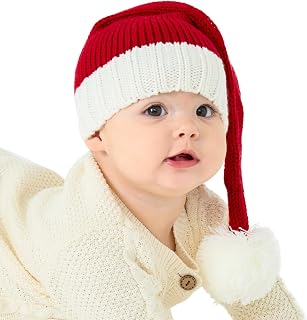 Baby Santa Hat Knit Christmas Long Soft Warm Hat for Toddler Infant Newborn