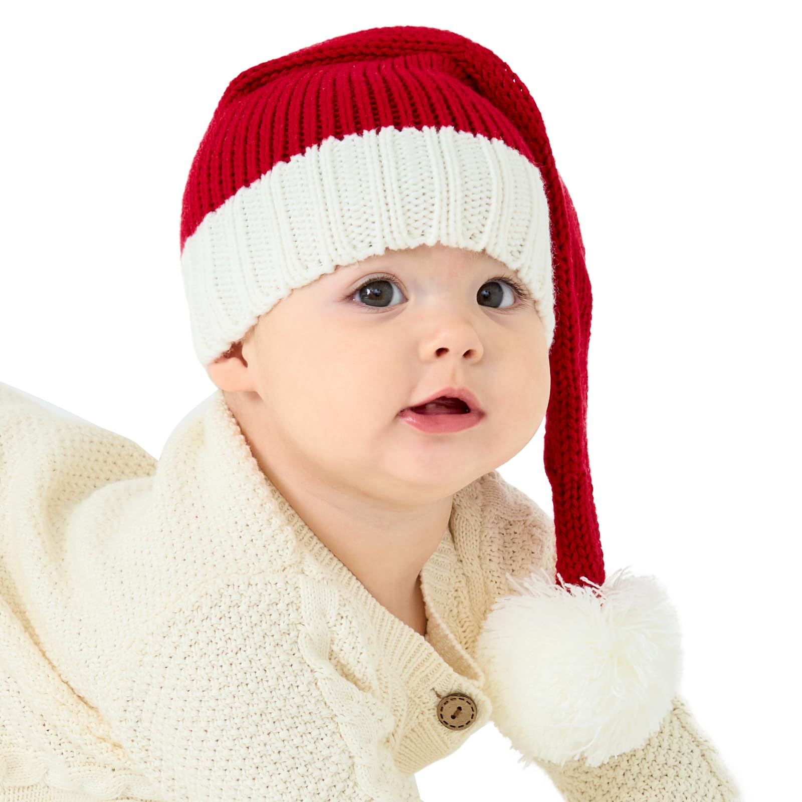 Baby Santa Hat Knit Christmas Long Soft Warm Hat for Toddler Infant Newborn