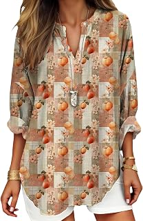 DMOYALA Womens Tops Dressy Casual Long Sleeve V Neck Tunics Plus Size Boho Floral Shirts 2026 Fashion Spring Clothing