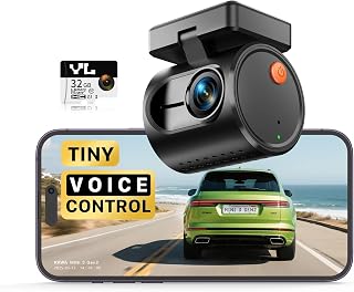 KAWA Tiny Dash Cam, Voice Control & WiFi 2K Mini Camera for Car | 1296P QHD, G-Sensor, Free 32GB TF Card, APP Control, WDR/3D DNR, Super Night Vision, 24H Parking Monitor