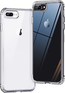 ONES Coque Transparente HD Rigide Fine iPhone 8 Plus / 7 Plus『Antichoc Airbag』『Bord Élevé Protege Caméra Écran』[Anti-Jaunissement] [Antidérapant], PC+TPU Hybrid Protection Silicone Cas pour Apple 5,5"