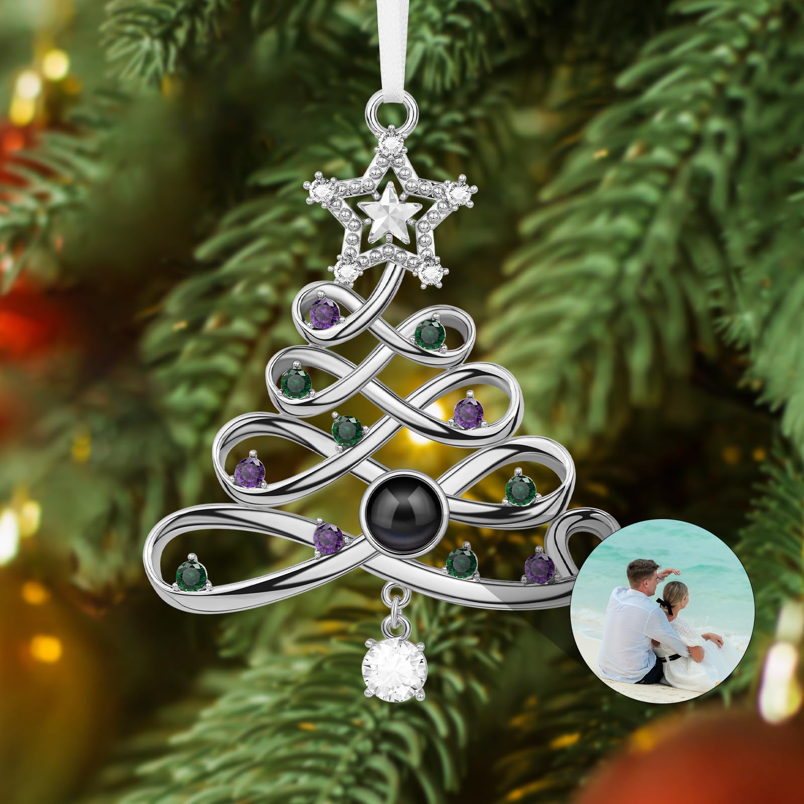 SUPHELPU Custom Snowflake Ornament with Picture Inside, Photo Ornaments for Chri