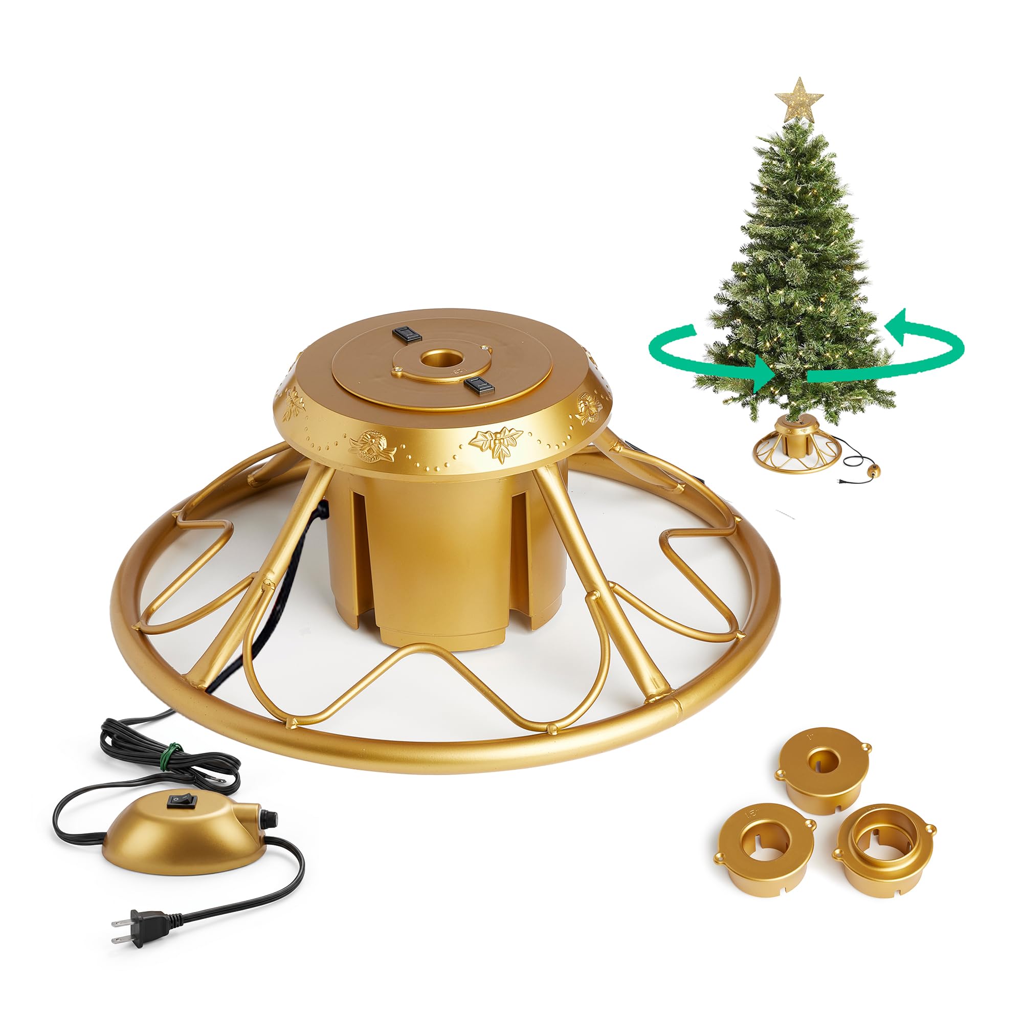 Home Heritage 360 Degree Rotating Christmas Tree Stand for Trees up to 9ft | Stu