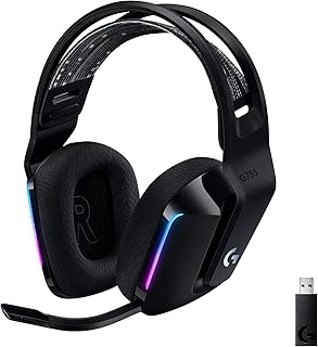 Logitech G733 Lightspeed Wireless Gaming Headset - Black | Suspension Headband, Blue VO!CE Mic, PRO-G Audio, PC, PS5, PS4, Switch Compatible
