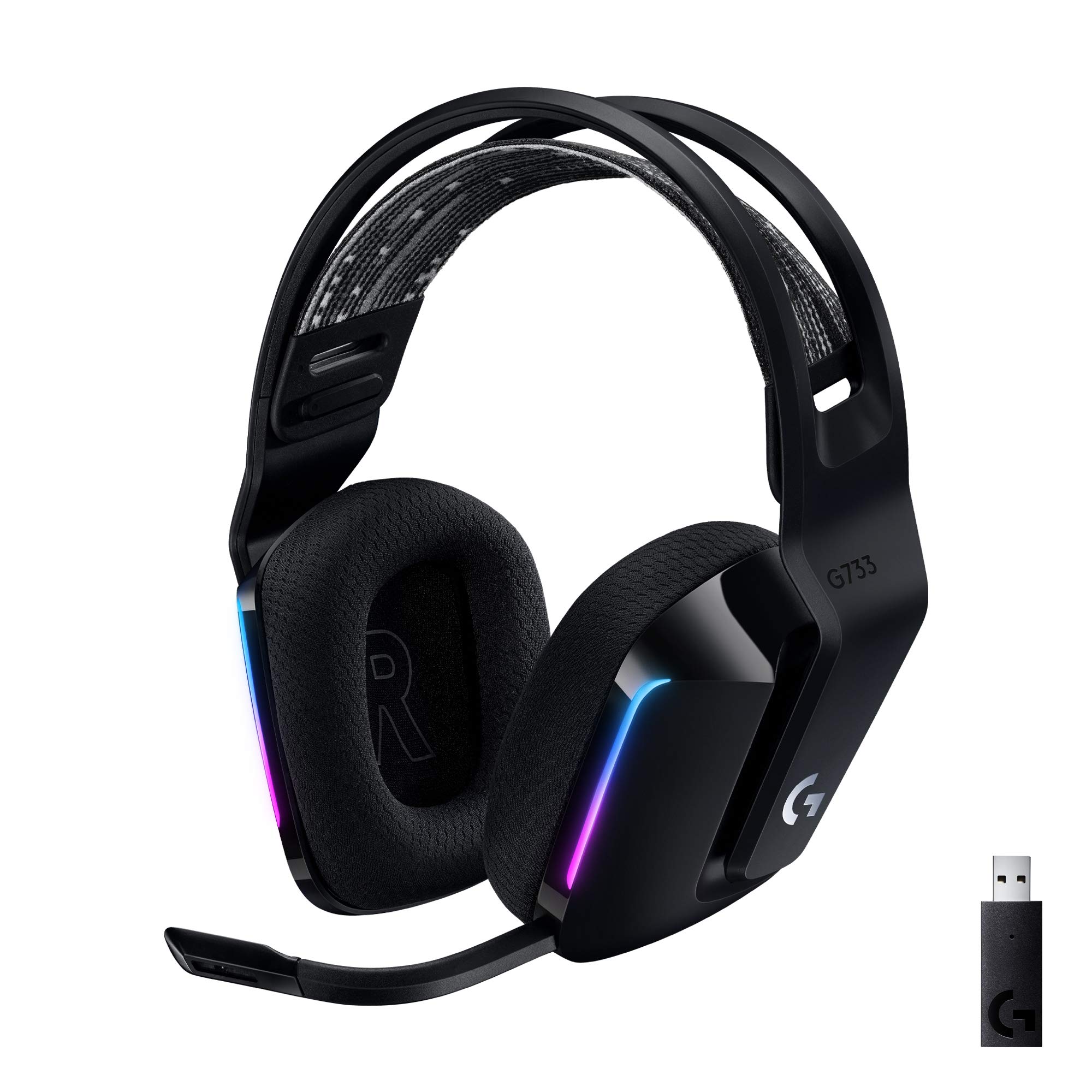 Logitech G733 Lightspeed Wireless Gaming Headset - Black | Suspension Headband, 