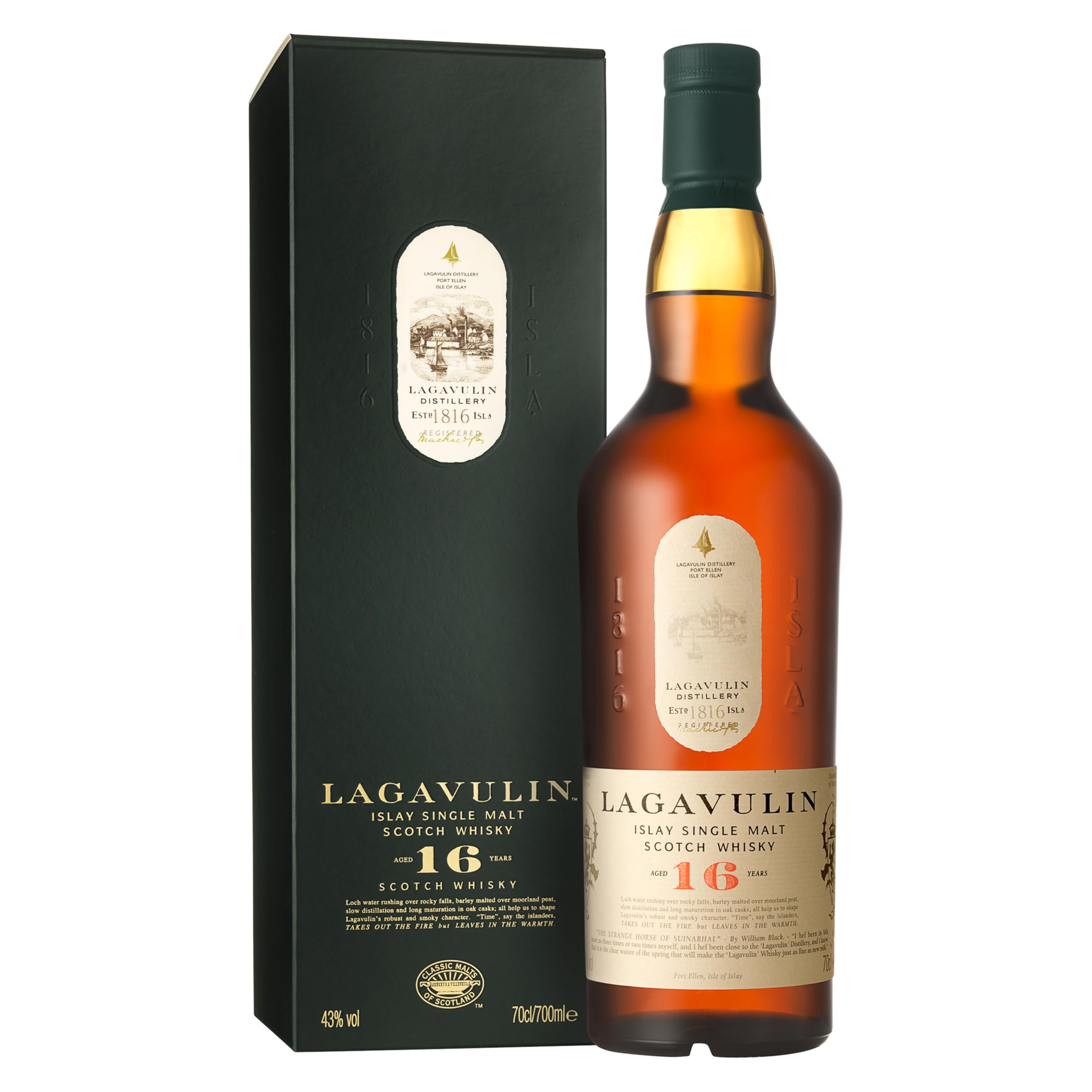 Lagavulin 16 Year Old Islay Single Malt Scotch Whisky | 43% vol | 70cl | Aged in