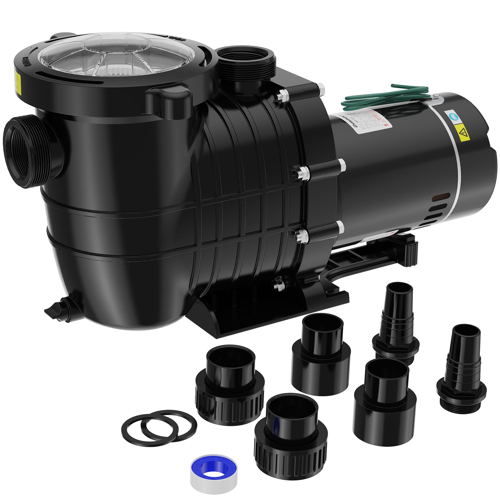 Oswerpon 2HP Above/In Ground Pool Pump, 115V/230V 6900GPH Self Priming | High Fl