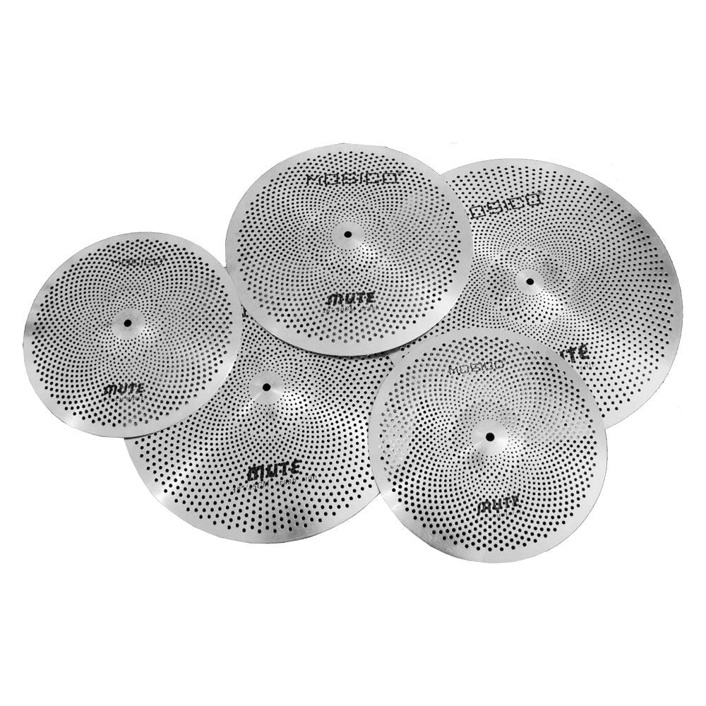 Low Volume Cymbal Pack Mute Set 14'Hihats+16"Crash+18'Crash+20"Ride 5 Pieces Sil
