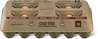 Amazon Grocery, Cage Free Large Brown Eggs, Grade A, 18 Ct