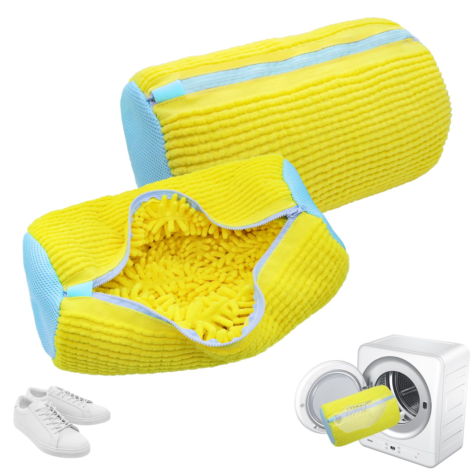 Set of 2 Reusable Shoe Washing Machine Wash Bags, Yellow