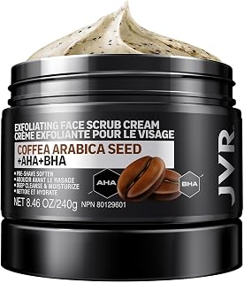 Face Scrub for Men, Facial Scrub for Deep Exfoliating, Cleansing, Removing Blackheads, Ingrown Hairs, Pre-shave Soften, Organic Formulated with Coffee Extract, AHA and BHA Face Exfoliator (8.46 oz)