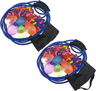 Water Balloon Launcher Slingshot, 3 Person Giant Slingshot for Adults, 500 Yard Range, Blue, 2 Pack with Balloons and Storage Bag (2 Pack)