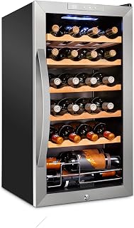 SCHMÉCKÉ 24 Bottle Compressor Wine Cooler Refrigerator w/Lock - Large Freestanding Wine Cellar For Red, White, Champagne or Sparkling Wine - 41f-64f Digital Temperature Control Fridge Stainless Steel