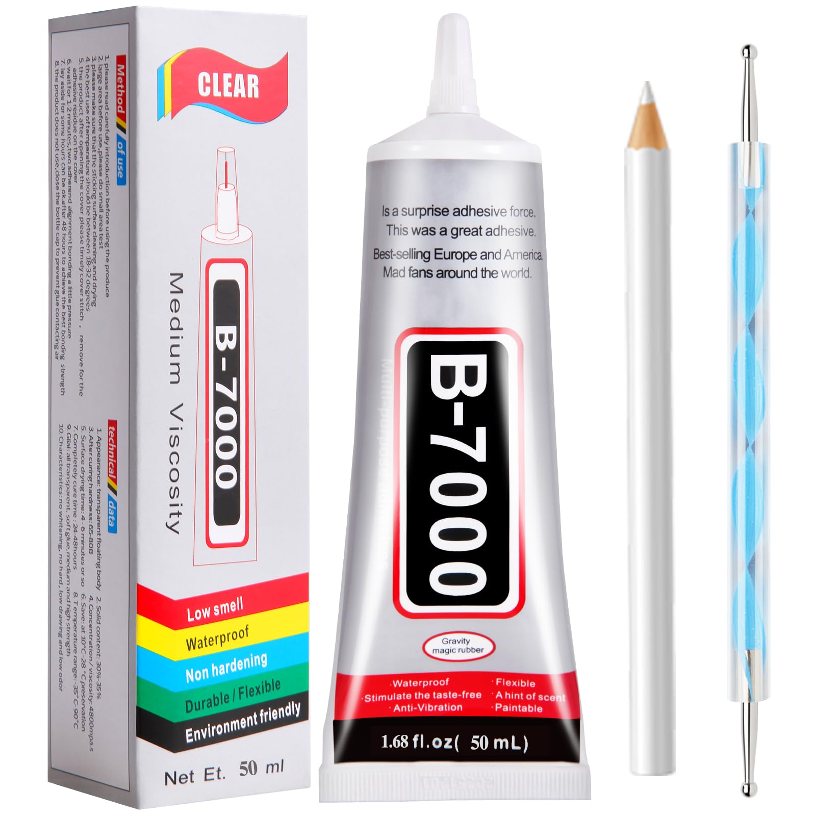 FITTDYHE B7000 Glue Clear with Precision Tip，50Ml B7000 Glue Clear for Rhineston