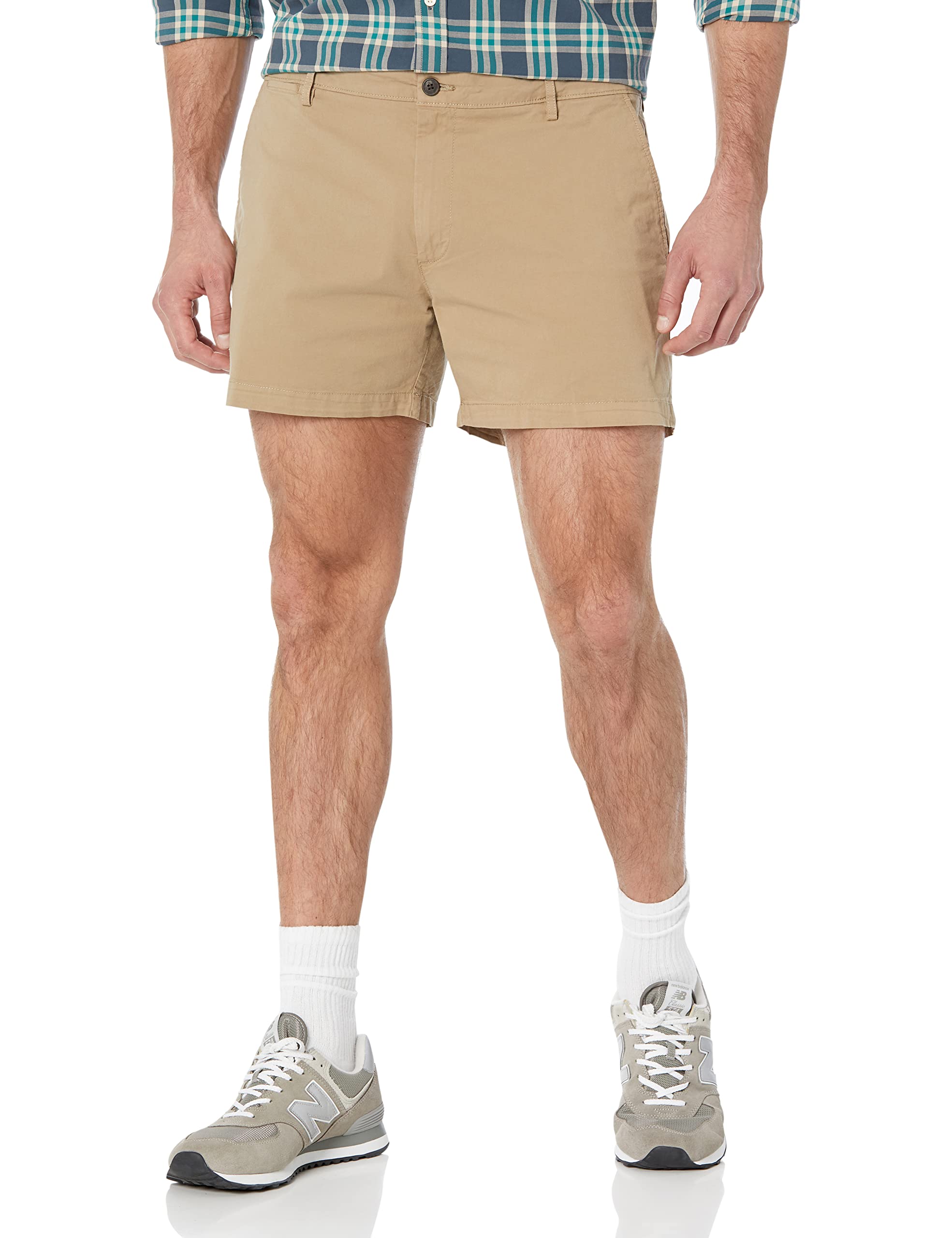 Amazon Essentials Men's Slim-Fit 5" Lightweight Comfort Stretch Oxford Cotton Sh
