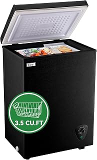 WANAI Black Chest Freezer, 3.5 Cu.ft Deep Freezer for Frozen Food Storage | Small Chest Freezer with Adjustable Thermostat & Removable Baskets, Compact Size Freezer Ideal for Kitchen Basement Apt