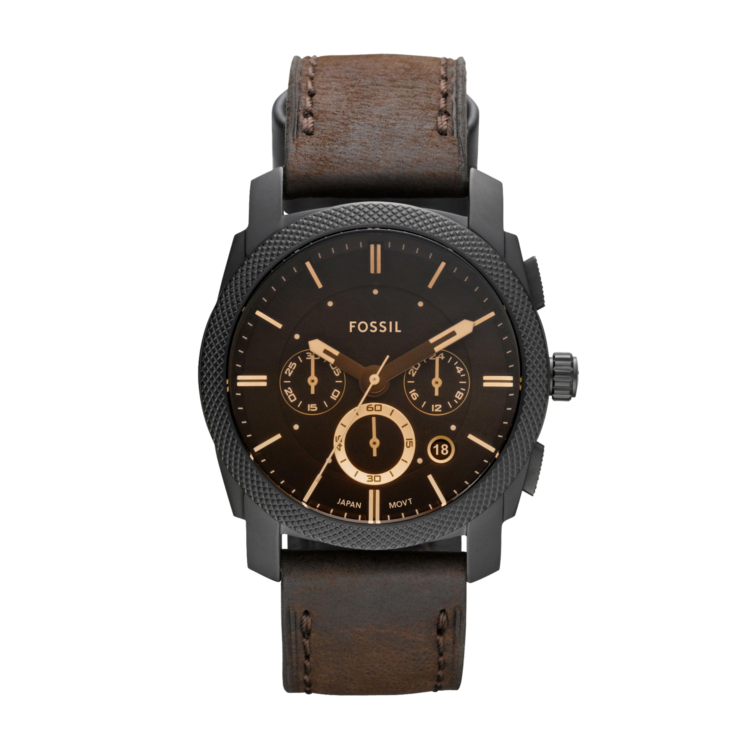 Fossil Mens Chronograph Quartz Watch with Leather Strap FS4656IE