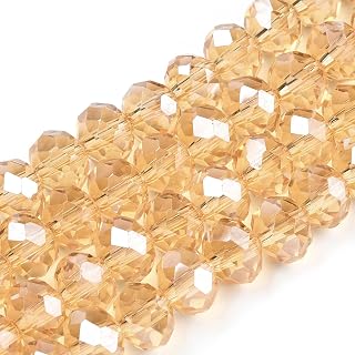10 Strands Electroplated Clear Glass Beads Polished Faceted Rondelle Crystal Spacer Beads Peru Beads for DIY Jewelry Bracelet Necklace Crafts 4x3mm