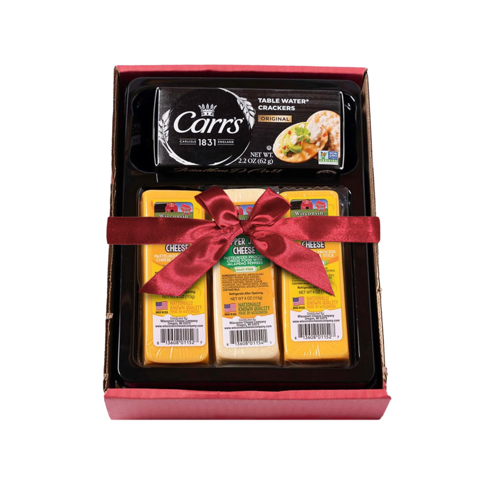 Wisconsin Cheese Company – Cheddar & Pepper Jack Cheese and Cracker Gift Box – M